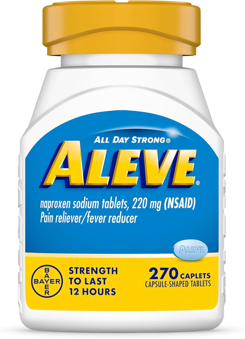Aleve Pain Reliever & Fever Reducer Naproxen Sodium Caplets, Body Pain Relief, 270 Count - Image 1